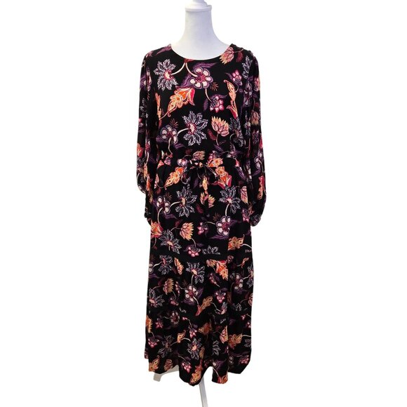 Lost + Wander Under the Stars Floral Tiered Belted Long Sleeve Maxi Dress Size M - Picture 1 of 10